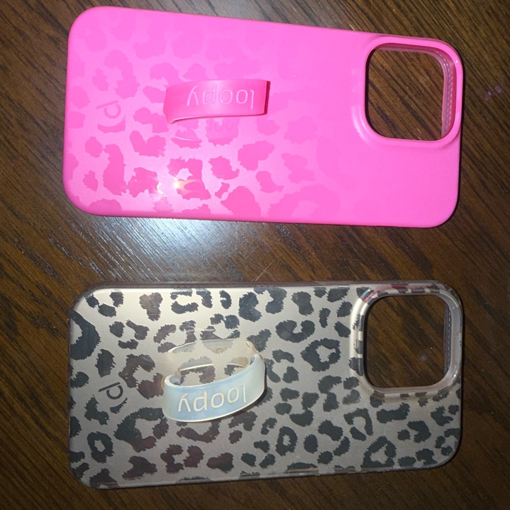Loopy Case Pink and Tan Leopard Phone Case Duo